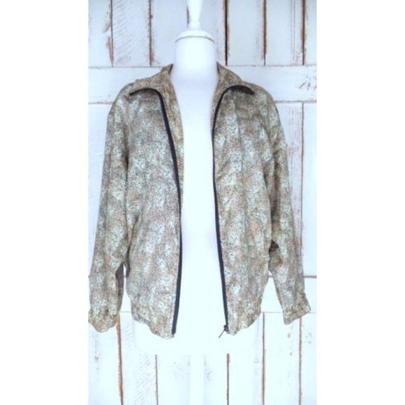 Vintage leopard face print silk windbreaker jogging flight jacket / sports ja - Picture 2 of 5